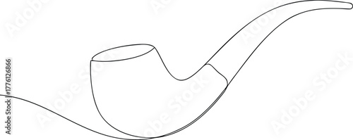 Black outline of a classic tobacco pipe on white smoking pipe