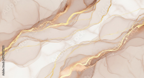 ベージュとゴールドのマーブル模様が美しい高級感のある背景
