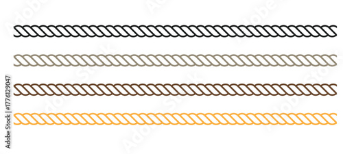Discover versatile twisted rope borders in black, beige, brown, and golden yellow, perfect for adding a nautical or rustic touch to your designs.