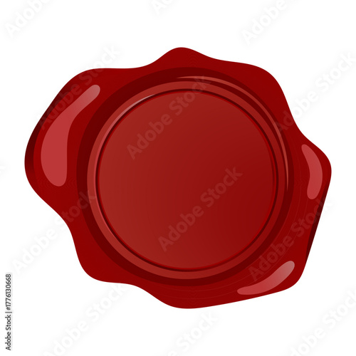Red wax seal. Vector illustration of a seal on an isolated background. Icon for certificates, quality marks, warranties, and confidentiality.