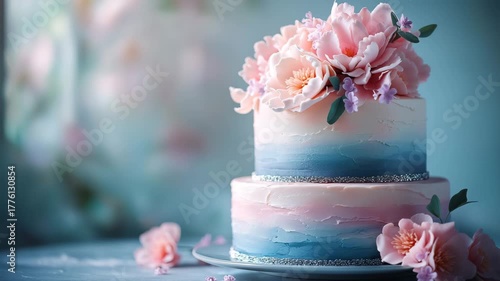 Romantic Watercolor Wedding Cake | Pastel Ombre and Floral Elegance Video
Soft Painterly Two-Tier Cake | Blush and Blue Watercolor Wedding Art Footage