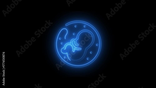 Wallpaper Mural Glowing neon pregnancy health icon animation on dark background. neon maternity and baby icon concept. Torontodigital.ca