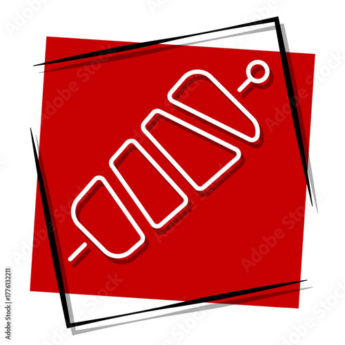 kebab, red banner in a frame. Vector illustration on a white background.