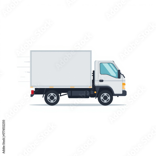 Express Delivery Truck with Speed Lines Flat Vector