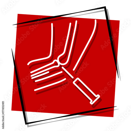 meniscal, red banner in a frame. Vector illustration on a white background.