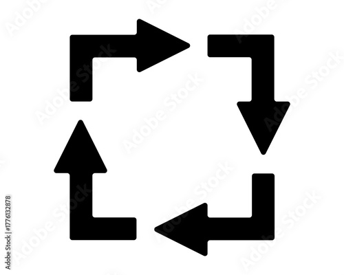Four rotating arrows square, refresh arrow icon.