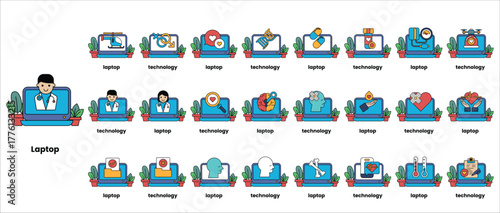 A collection of images of laptops and other technology