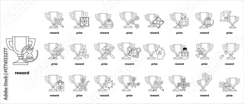 A collection of cartoon characters with the word "reward" at the top