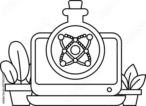 The bottle is labeled with a symbol that looks like a cross