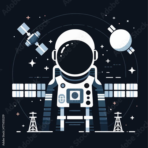 Astronaut in a detailed spacesuit with helmet and equipment.