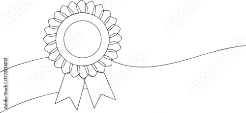 Outline of a Rosette Ribbon Award with Flowing Ribbons