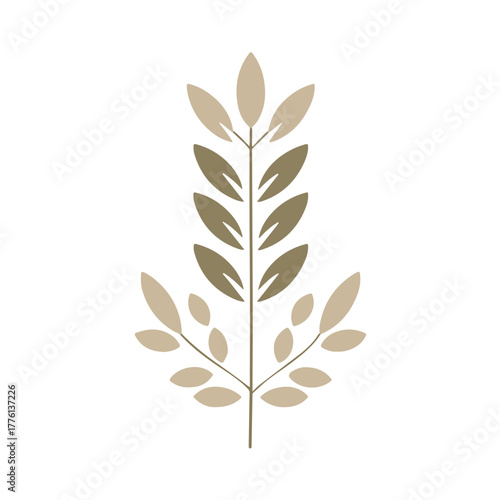 Elegant wheat stalk in beige and cream tones symbolizing organic grain farming and natural bread bakery logo design element
