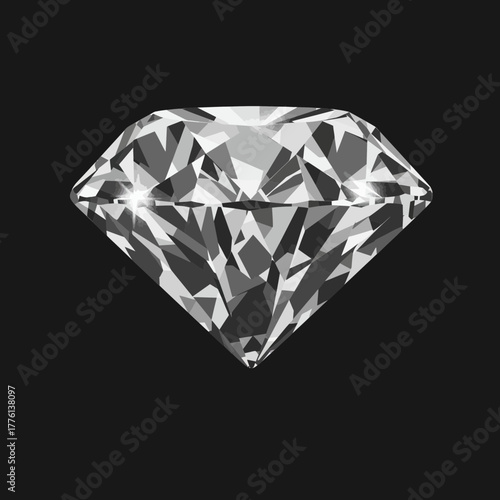 A highly detailed, realistic rendering of a brilliant-cut diamond sparkling against a plain black background.