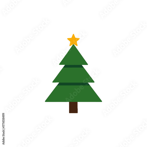 Flat minimalist Christmas tree vector illustration