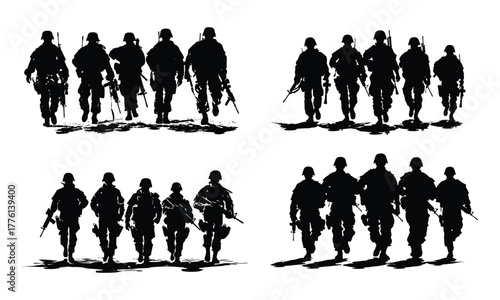 Army silhouette vector and soldier silhouette, army background, military troops, combat clipart, infantry, army emblem, army badge, soldier icon, military vector design, army illustration, army logo