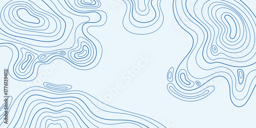 Topographic Mountain Relief Map with Abstract Wavy Contour Lines, Geographic Grid, and Landscape Texture Background