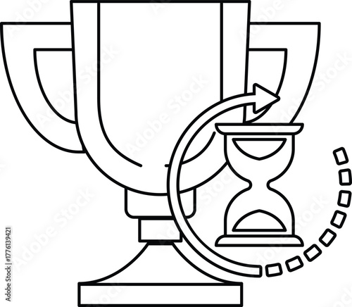 A trophy with a clock on it