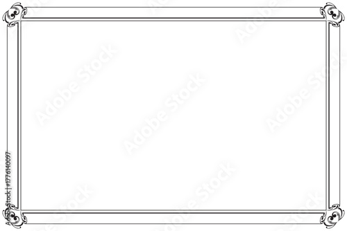 Elegant Decorative Border Frame Black Swirl Corner Design. 1341