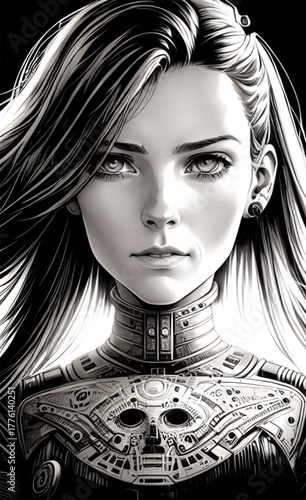 portrait of a cyborg woman
