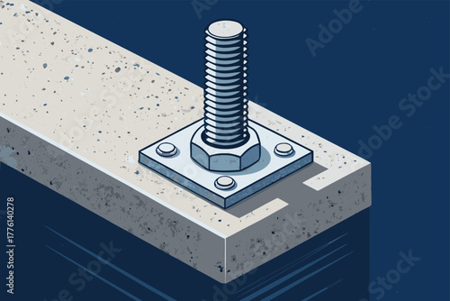 Close-up of anchor bolt in dam concrete.