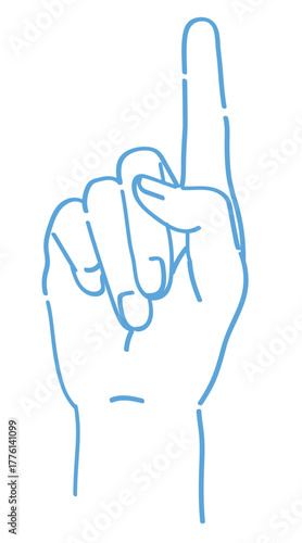 手のジェスチャーのイラスト。指さしのポーズ。ベクターイラスト素材。