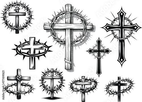 Jesus Cross Vector Illustration Christian Faith Design, Religious Jesus Cross Vector Art for Church and Worship, Christian Jesus Cross Symbol Vector for Faith and Hope, Holy Jesus Cross Vector Design 