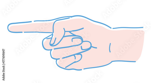 手のジェスチャーのイラスト。指差し。ベクターイラスト素材。