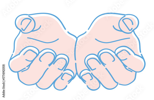 手のジェスチャーのイラスト。カップの形。ベクターイラスト素材。