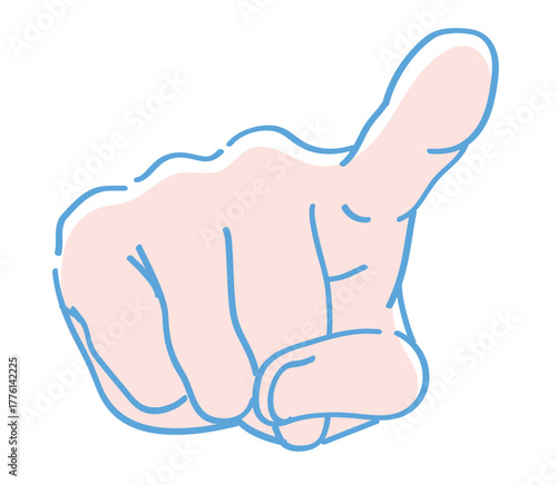 手のジェスチャーのイラスト。指差し。ベクターイラスト素材。