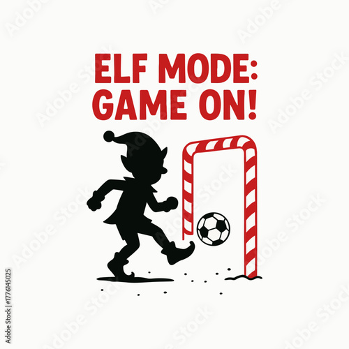 Elf playing soccer game on christmas holiday