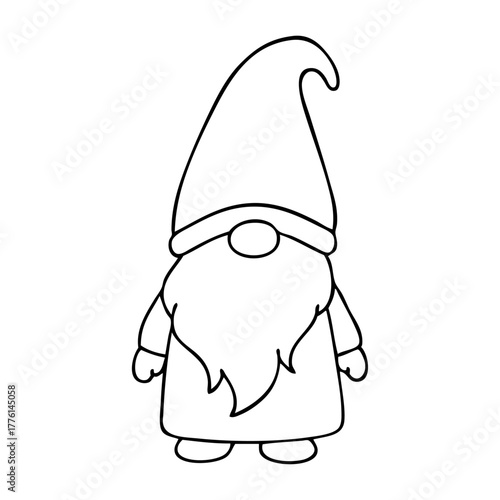 Tiempo de Navidad. Gnomo de Santa Claus de pie con líneas para su uso en tarjetas y felicitaciones de Navidad 