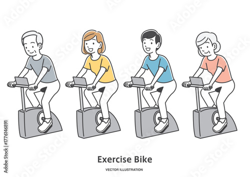 エアロバイクでトレーニングする人々