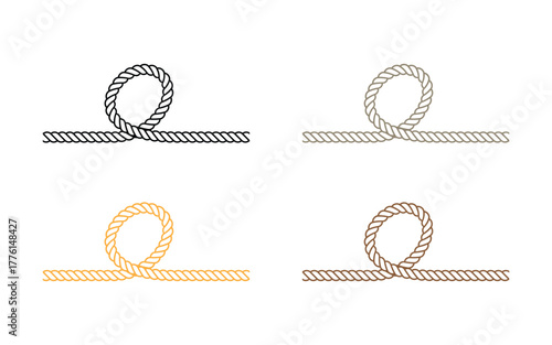 Discover versatile rope loop icons in four distinct colors perfect for nautical themes, safety messages, or design accents