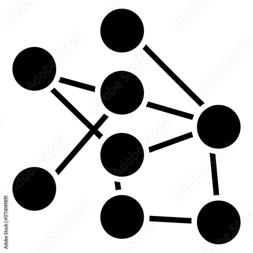 Neural Network Interconnected Node and Graph Illustration