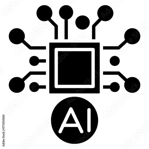Illustration of AI Chip with Neural Network