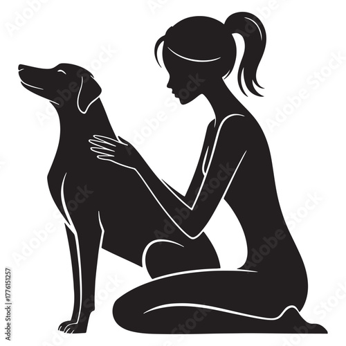 Woman with dog silhouette