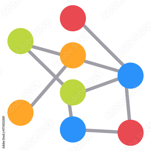 Neural Network Interconnected Node and Graph Illustration