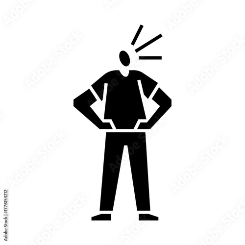 confident gesture glyph icon. Proud gesture illustration.