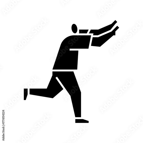 Running scared gesture glyph icon. fear gesture illustration.