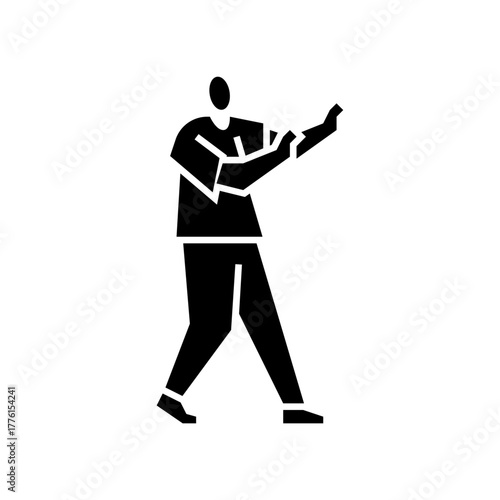 fear gesture glyph icon. afraid gesture illustration.