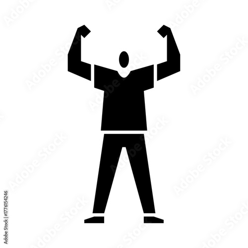 strong gesture glyph icon. strong man illustration.