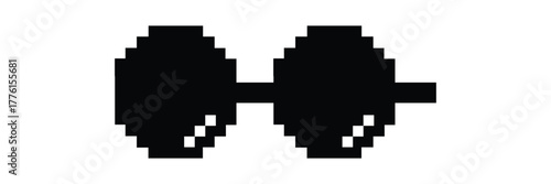 Glasses pixel art style 8-bit, thug lifestyle, vector glasses meme for design photos and pictures, easy to edit .Vector illustration EPS 10 .