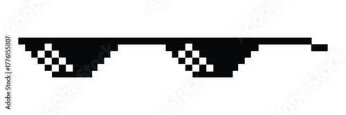 Glasses pixel art style 8-bit, thug lifestyle, vector glasses meme for design photos and pictures, easy to edit .Vector illustration EPS 10 .