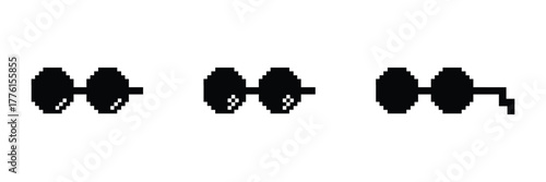 Glasses pixel art style 8-bit, thug lifestyle, vector glasses meme for design photos and pictures, easy to edit .Vector illustration EPS 10 .