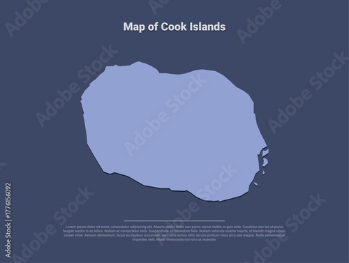 Fotografie Map of Cook Islands, minimalistic silhouette in soft blue on dark background