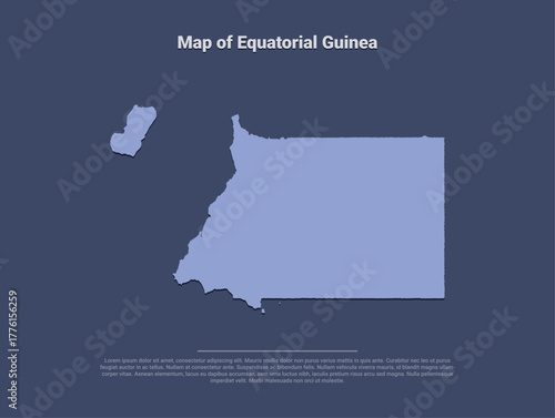 Map of Equatorial Guinea, minimalistic silhouette in soft blue on dark background