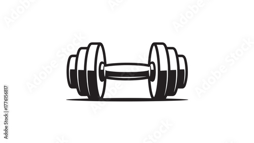 Dumbbell illustration fitness and weightlifting symbol isolated graphic element for gym or workout branding