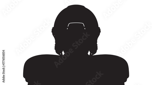 Silhouette of a football player anonymous athlete in helmet isolated on white background