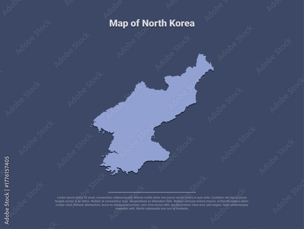 Fototapeta premium Map of North Korea, minimalistic silhouette in soft blue on dark background