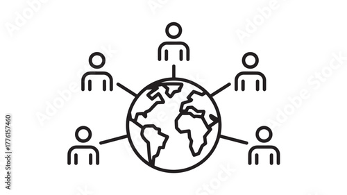 Global network icon simple flat design element for business connection and social media isolated on white background